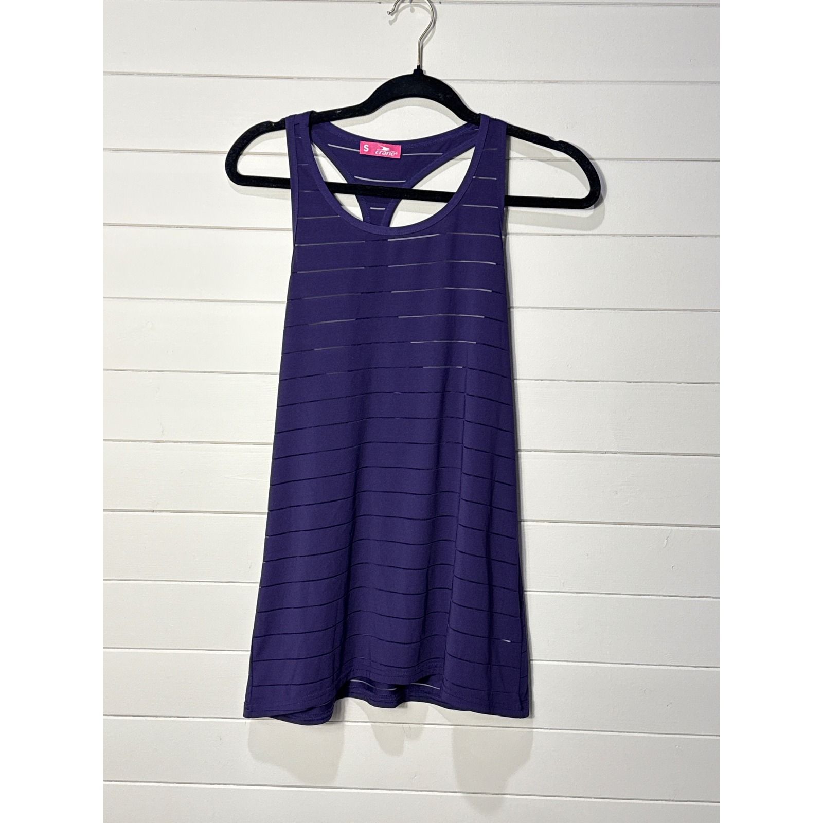 Nwot Crane Athletic Tank Top Racerback Sleeveless Striped Purple Workout Gym Run